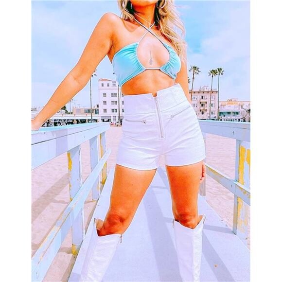 Metallic Sequin Crop Top – Festival, Rave, Disco & Party Tie-Front Tank - Picture 2 of 4